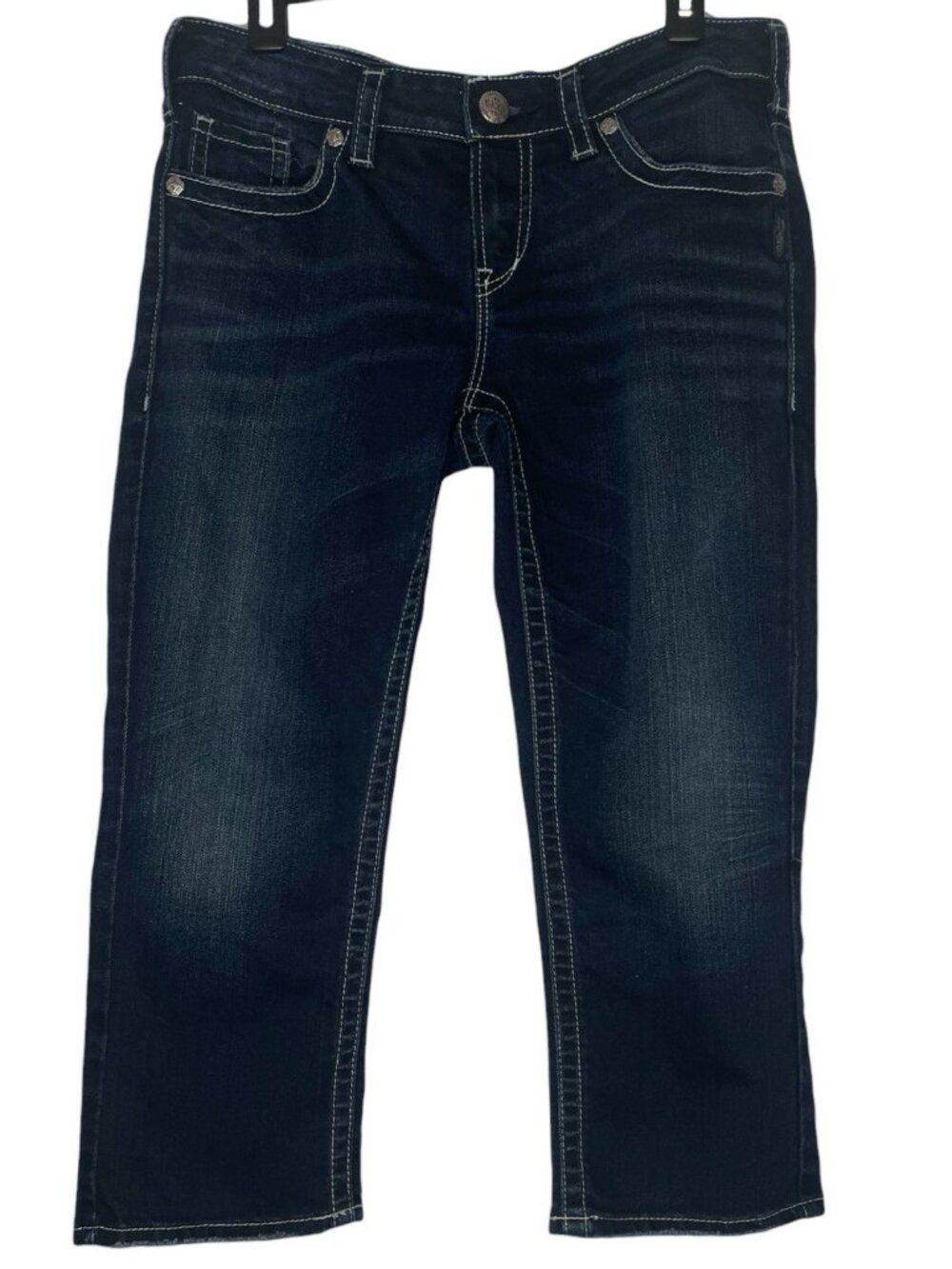 Silver Womens Aiko Capri Jeans Size 31 Mid Rise 22" Inseam Cropped Stretch Denim